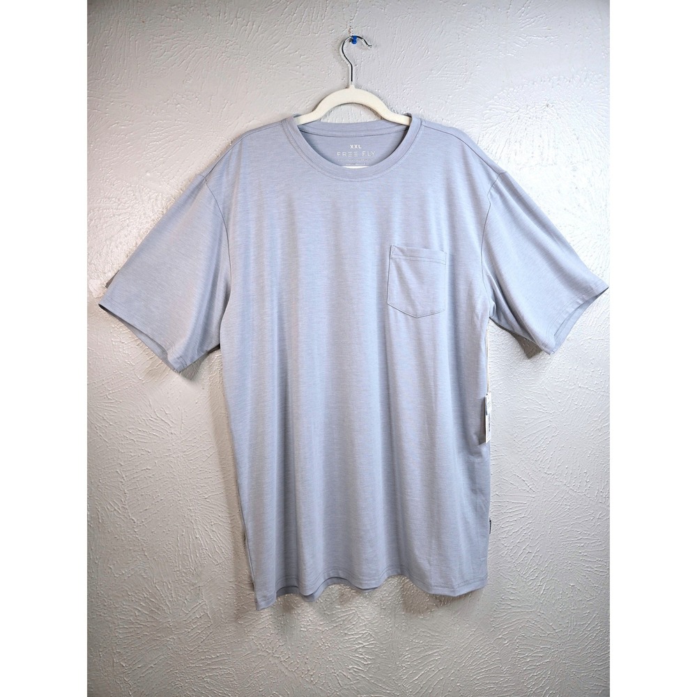 Free Fly Bamboo Flex Pocket Tee XXL Aspen Grey UPF 50+ Short Sleeve T-Shirt NEW